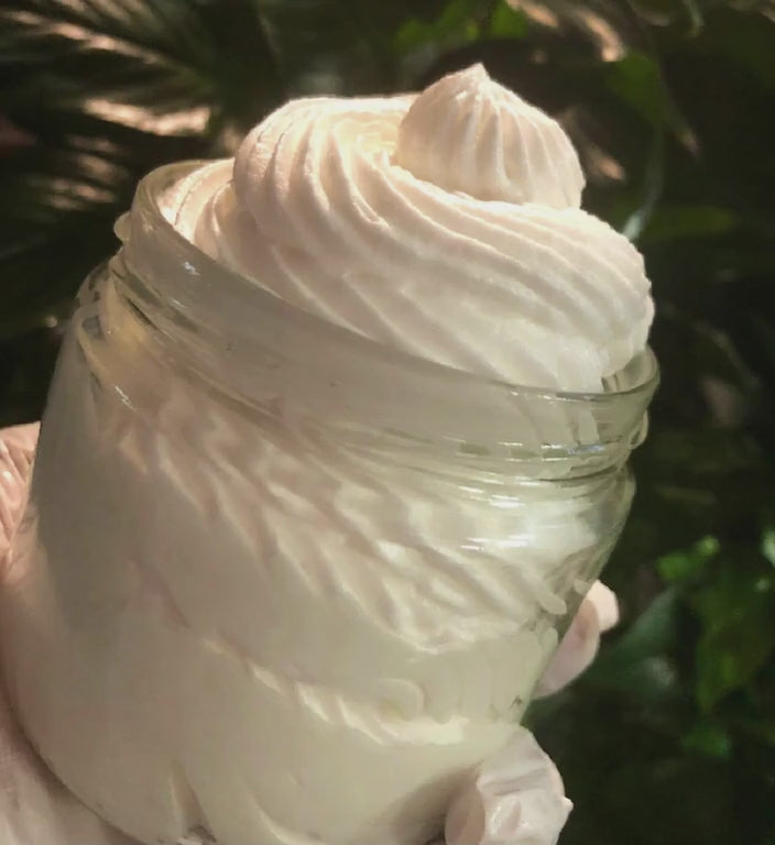 Our organic whipped shea butter. For skin is so beautiful, made with just shea butter and fragrance. Just pure love!